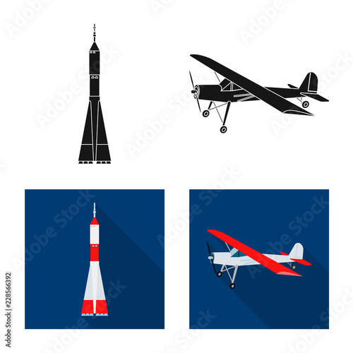 Isolated object of plane and transport icon. Collection of plane and sky stock vector illustration.