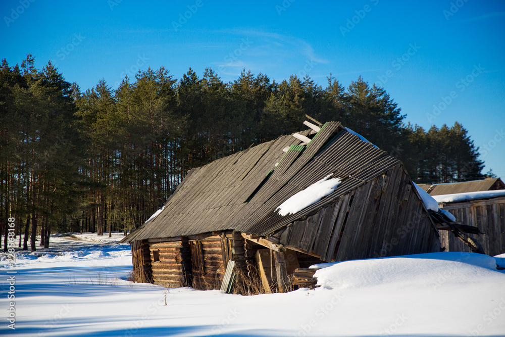 Destroyed the old wooden barn on the edge of the winter village.