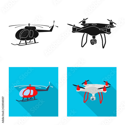 Vector illustration of plane and transport sign. Collection of plane and sky stock vector illustration.