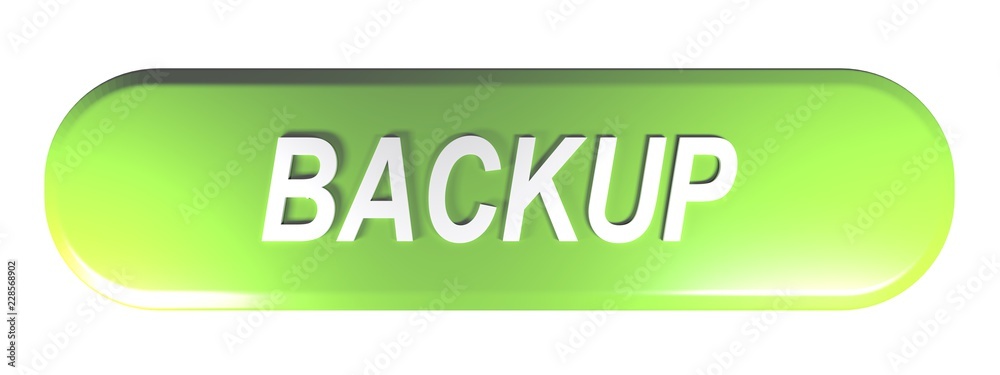 Green rounded rectangle push button BACKUP - 3D rendering Green rounded rectangle push button BACKUP - 3D rendering