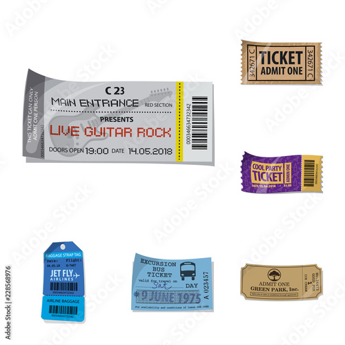 Vector design of ticket and admission logo. Collection of ticket and event stock vector illustration.