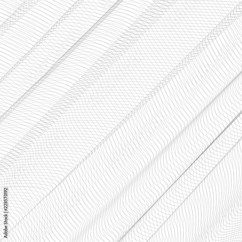 Abstract folded net. Gray ripple thin lines, curves. Vector monochrome striped background. Line art pattern, creased textile, net, mesh textured effect. EPS10 illustration