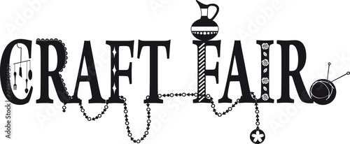 Decorative vector banner for a craft fair, black silhouette, no white objects, EPS 8