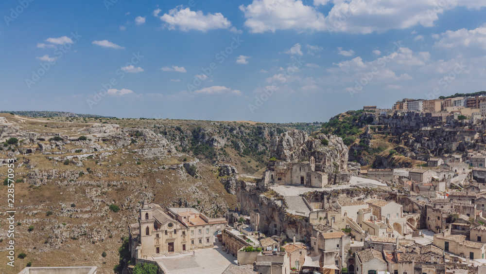 The sassi of Matera, Italy and the hills of the Murgia National Park