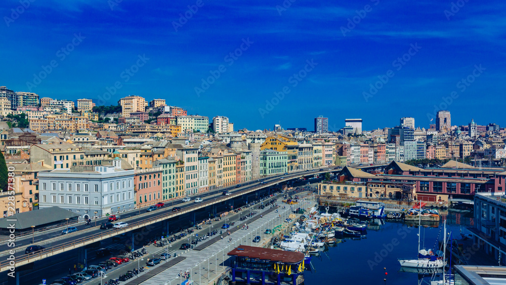 City of Genoa, Italy, by the old port