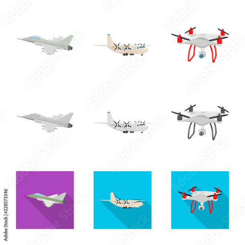 Isolated object of plane and transport logo. Collection of plane and sky stock vector illustration. © Svitlana