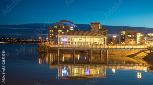 Cardiff bay during sunset in Cardiff  Wales