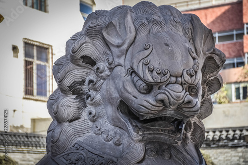 Stone lion statue in Xi'an, China