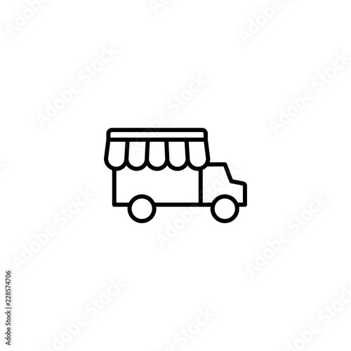 line street food truck icon on white background
