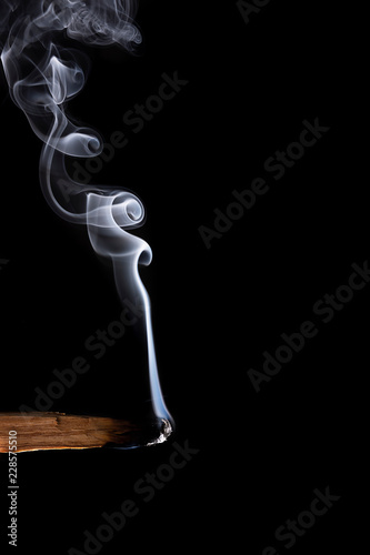 Stick of wood of palo santo on black background