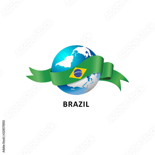 Vector Illustration of a world     world with brazil flag