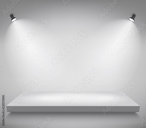 Product presentation podium, white stage, Empty white pedestal, blank template mockup. vector