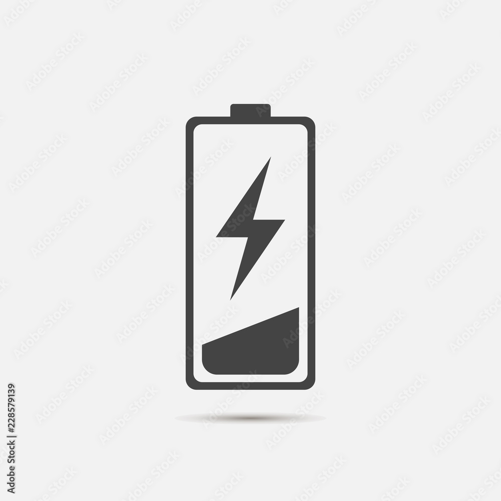 Out of battery charge vector icon. Low battery. Layers grouped for easy editing illustration. For your design. Out of battery charge vector icon. Low battery. Layers grouped for easy editing illustration. For your design.
