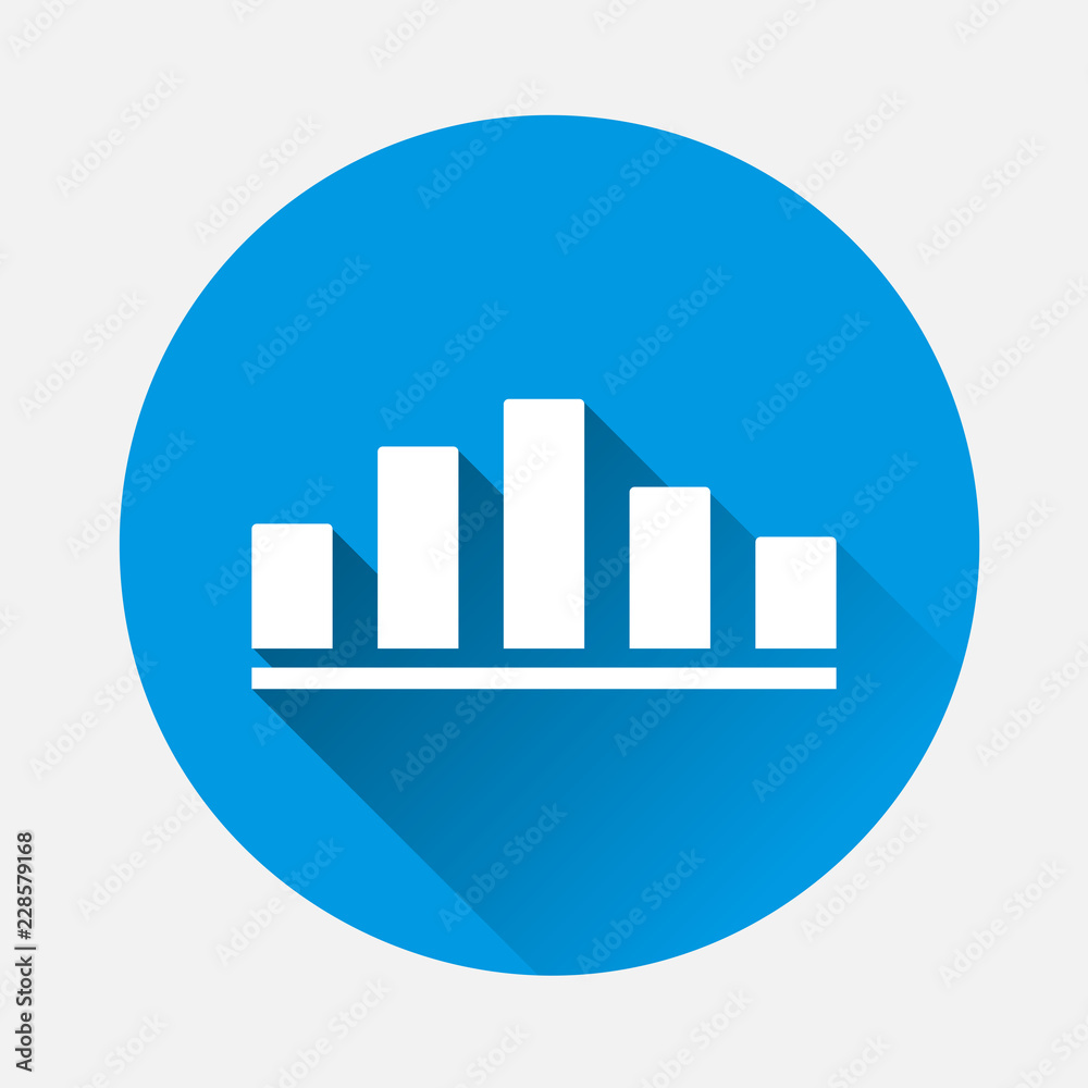Vector Business chart of income and expense icon on blue background. Flat image chart with long shadow. Layers grouped for easy editing illustration. For your design. Vector Business chart of income and expense icon on blue background. Flat image chart with long shadow. Layers grouped for easy editing illustration. For your design.