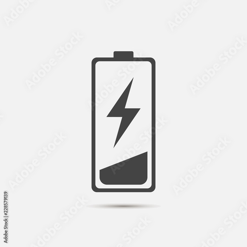 Out of battery charge vector icon. Low battery.  Layers grouped for easy editing illustration. For your design.