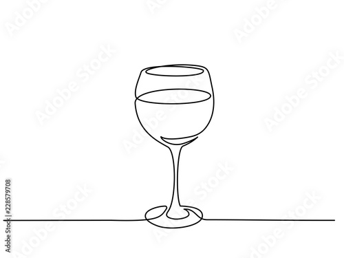 Continuous one line drawing. Wine glass. Vector illustration Stock Vector |  Adobe Stock