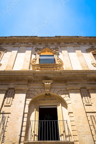 NOTO, ITALY - traditional window design in the monastery close to San Francesco D'Assisi church