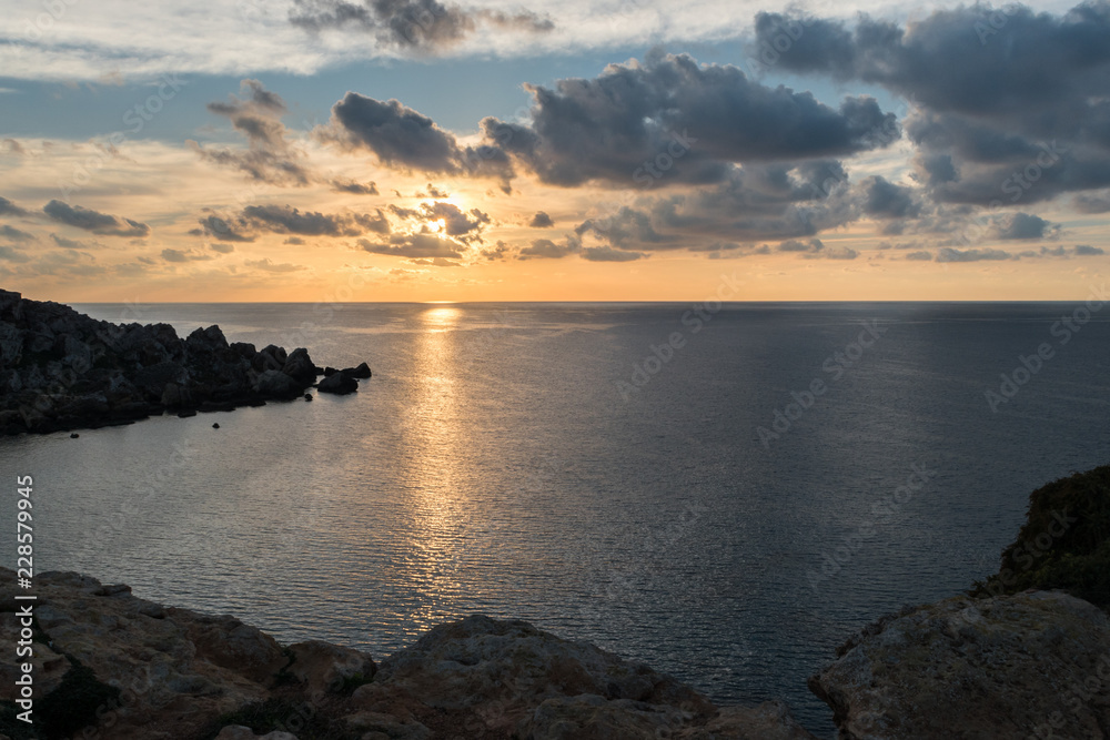 Calm sea sunset landscape