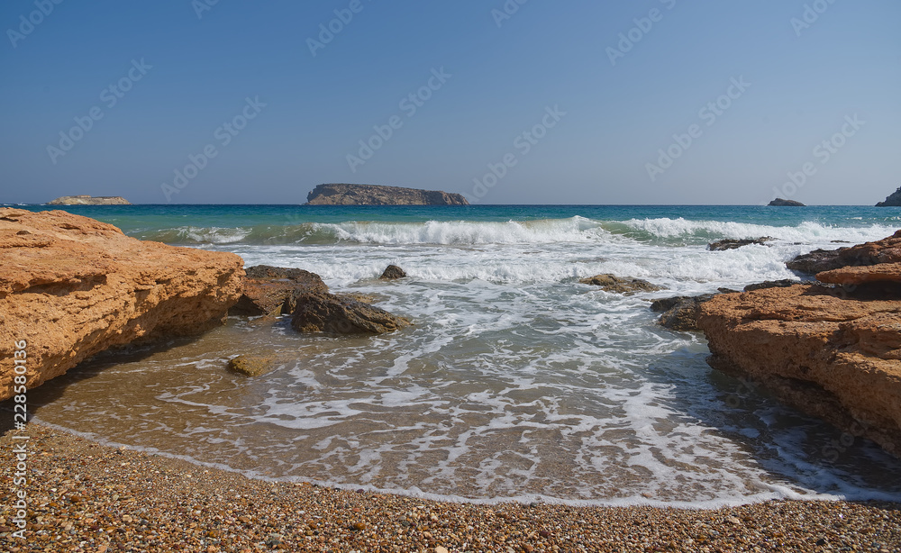 Vrachonisida Kteni bay - Paros coastline and beach - Cyclades Island - Greece