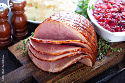 Holiday glazed sliced ham