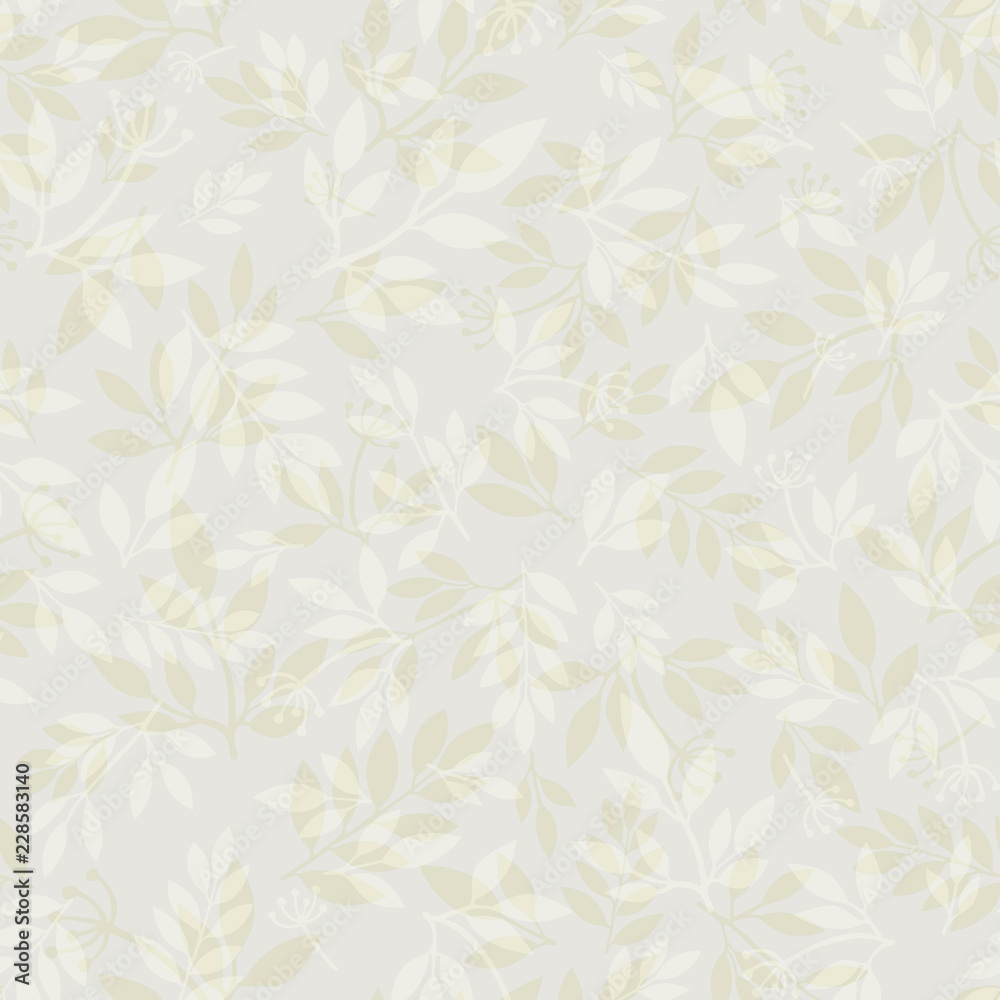 Seamless pattern with  leaves and branches for fabric, textile, wrapping paper, card, invitation, wallpaper, web design, background. 