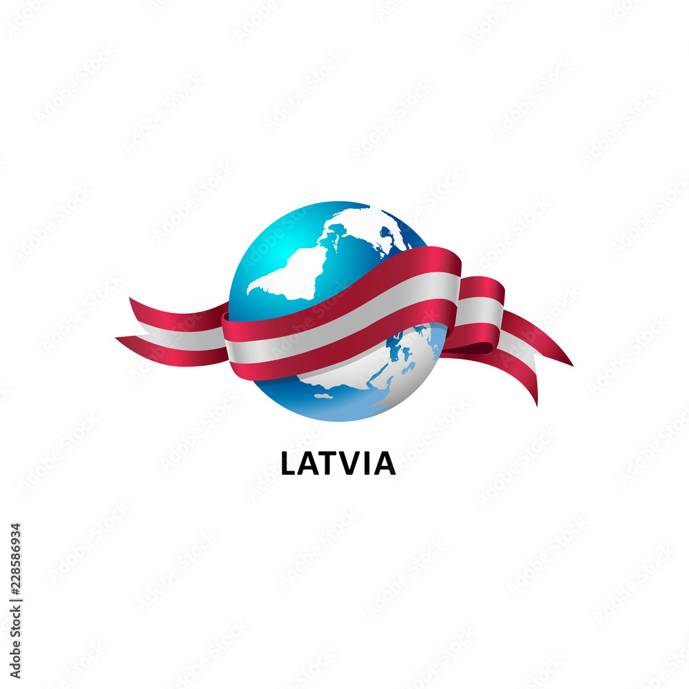 Obraz premium Vector Illustration of a world – world with latvia flag