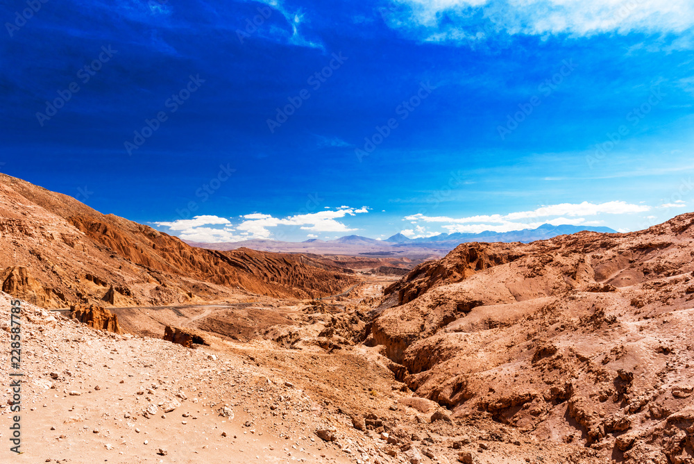 View of the mountain landscape in the Atacama, Chile. Copy space for text.