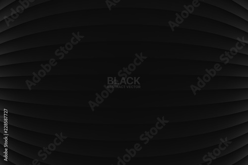 Clear Blank Subtle Black Vector Abstract Geometric Background. Monochrome Dark Empty Convex Surface. Minimal Style Wallpaper. Futurism 3D Illustration