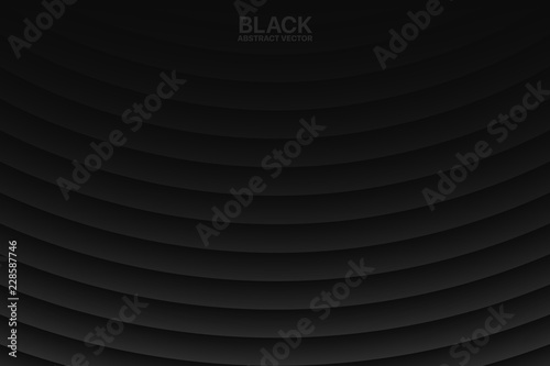 Clear Blank Black Subtle Geometrical Vector Abstract Background. Dark Empty Surface. 3D Conceptual Technological Illustration. Minimalist Wallpaper