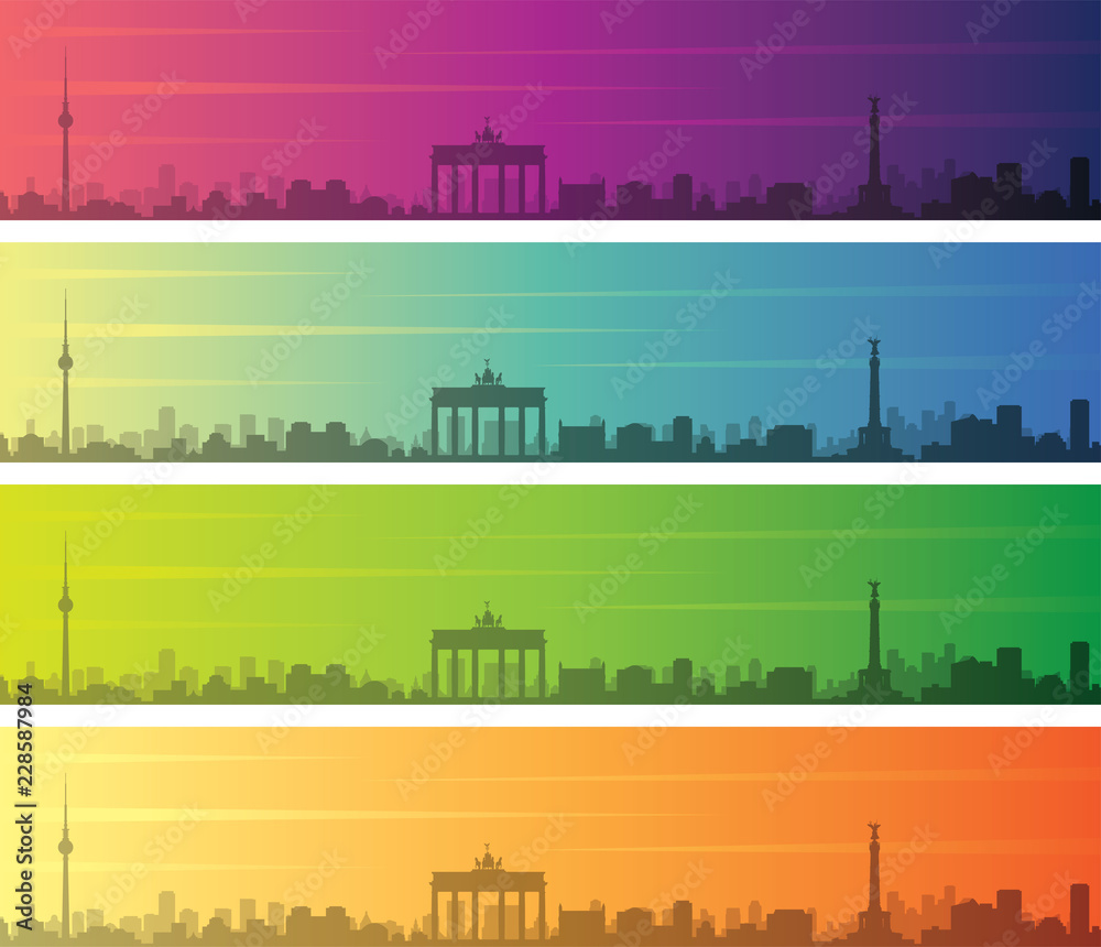 Berlin Multiple Color Gradient Skyline Banner