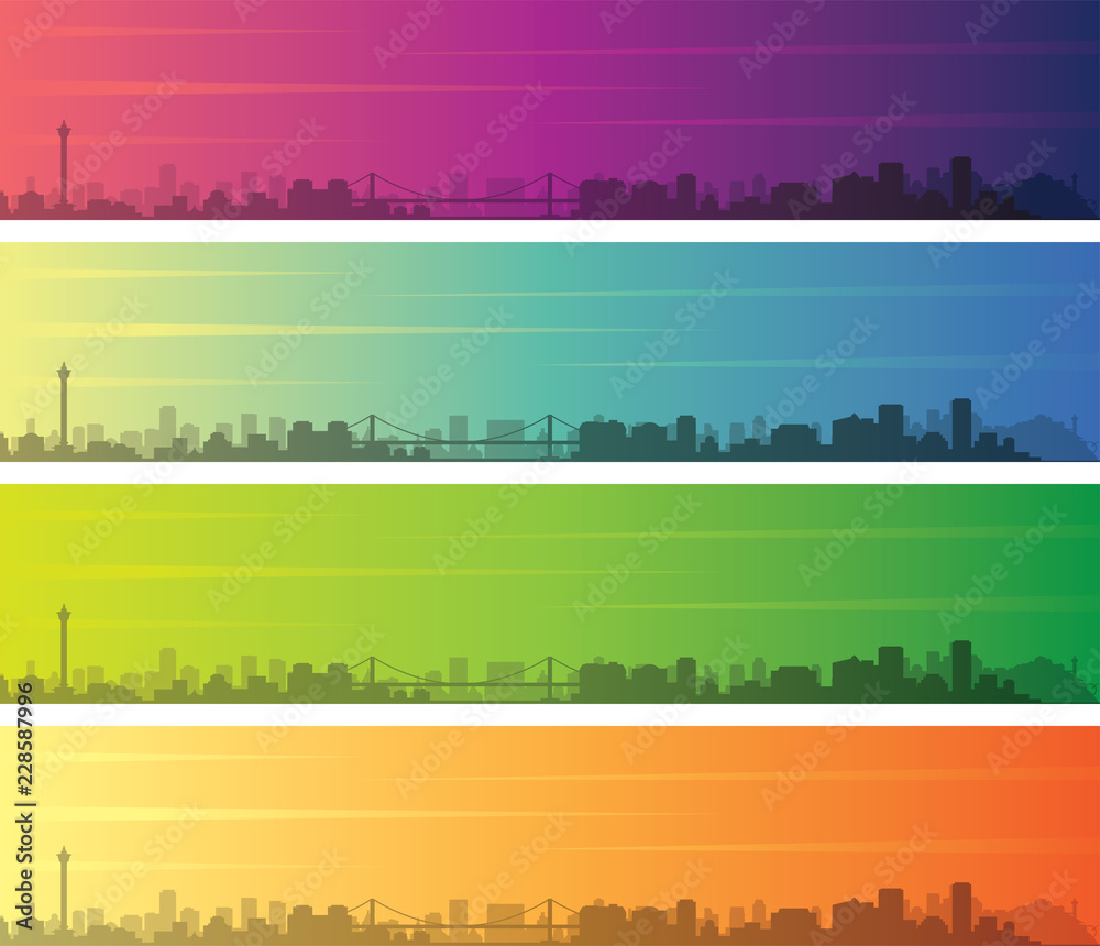 Busan Multiple Color Gradient Skyline Banner