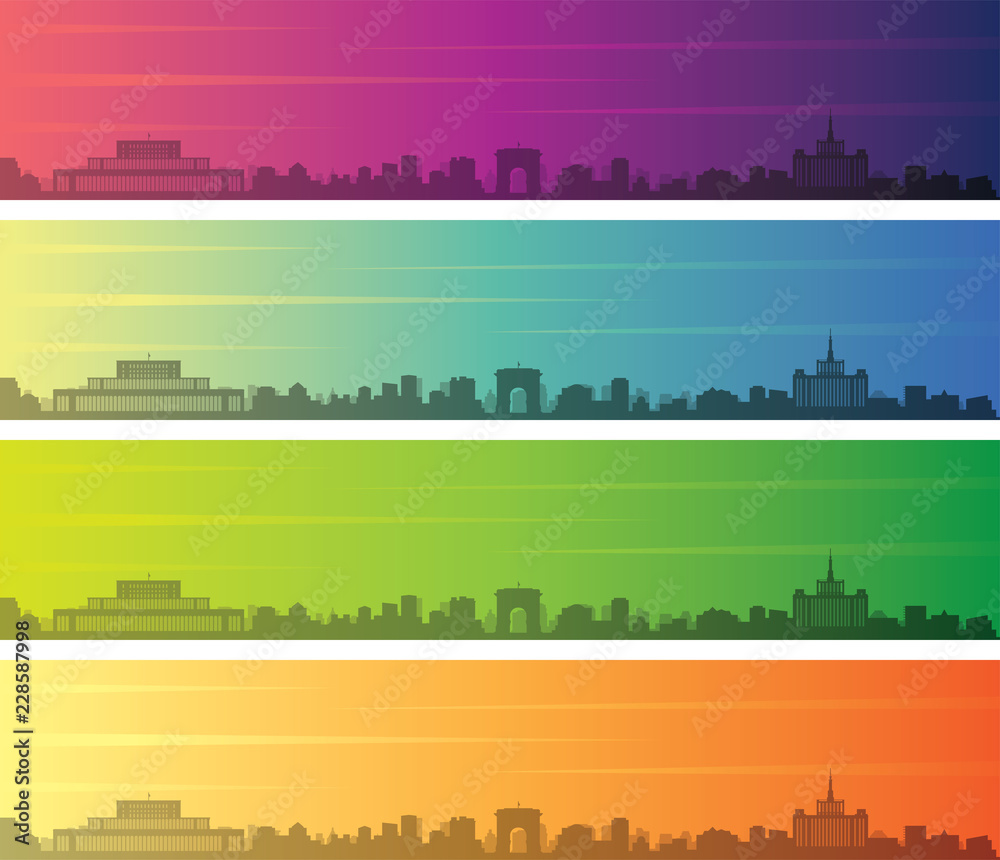 Bucharest Multiple Color Gradient Skyline Banner