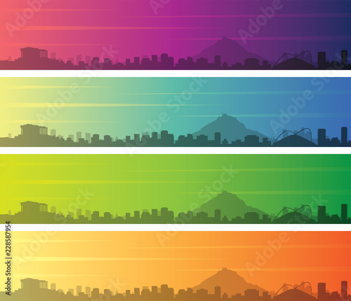 Athens Multiple Color Gradient Skyline Banner