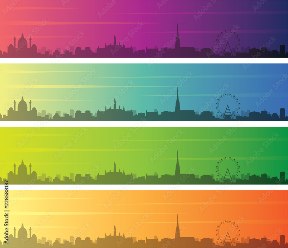 Vienna Multiple Color Gradient Skyline Banner
