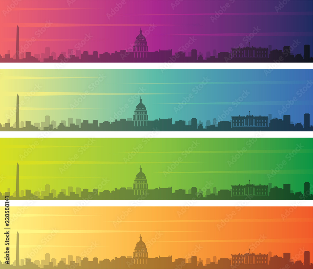 Washington Multiple Color Gradient Skyline Banner