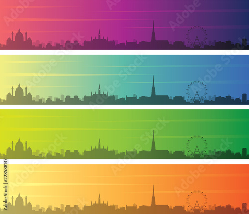 Photography Vienna Multiple Color Gradient Skyline Banner