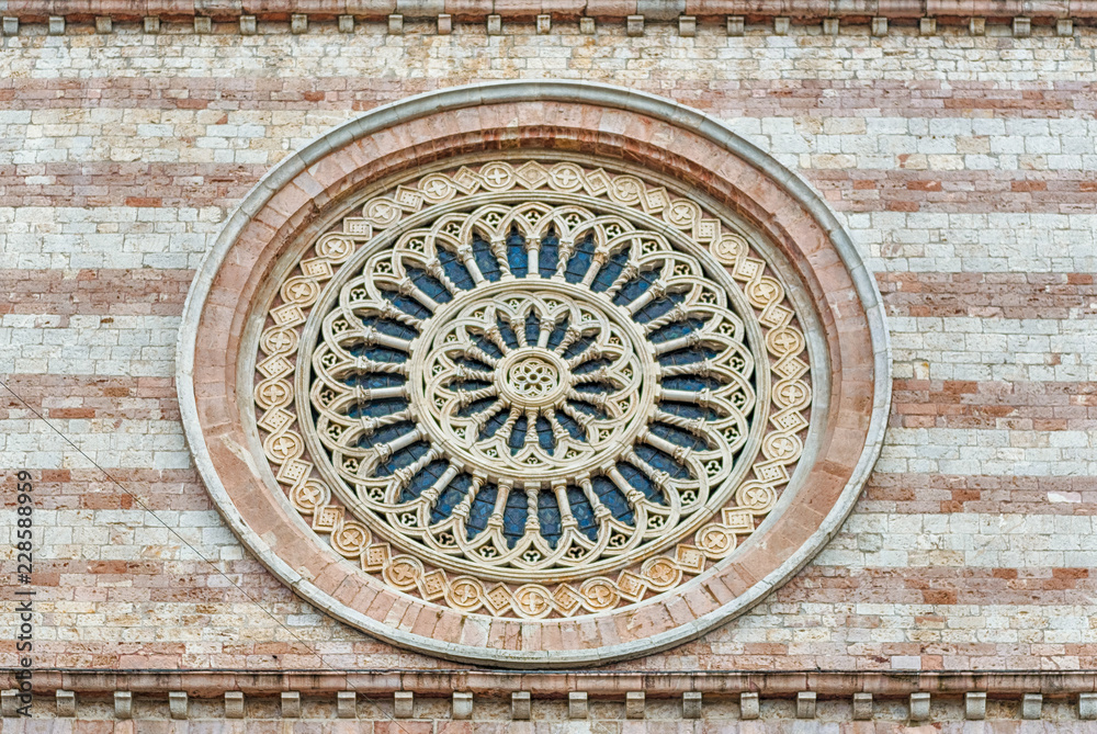Rose window of the Basilica of Saint Clare, Assisi, Italy