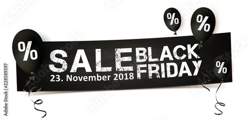 Black Friday Sale 2018 - Banner mit Prozente Luftballons und Typographie