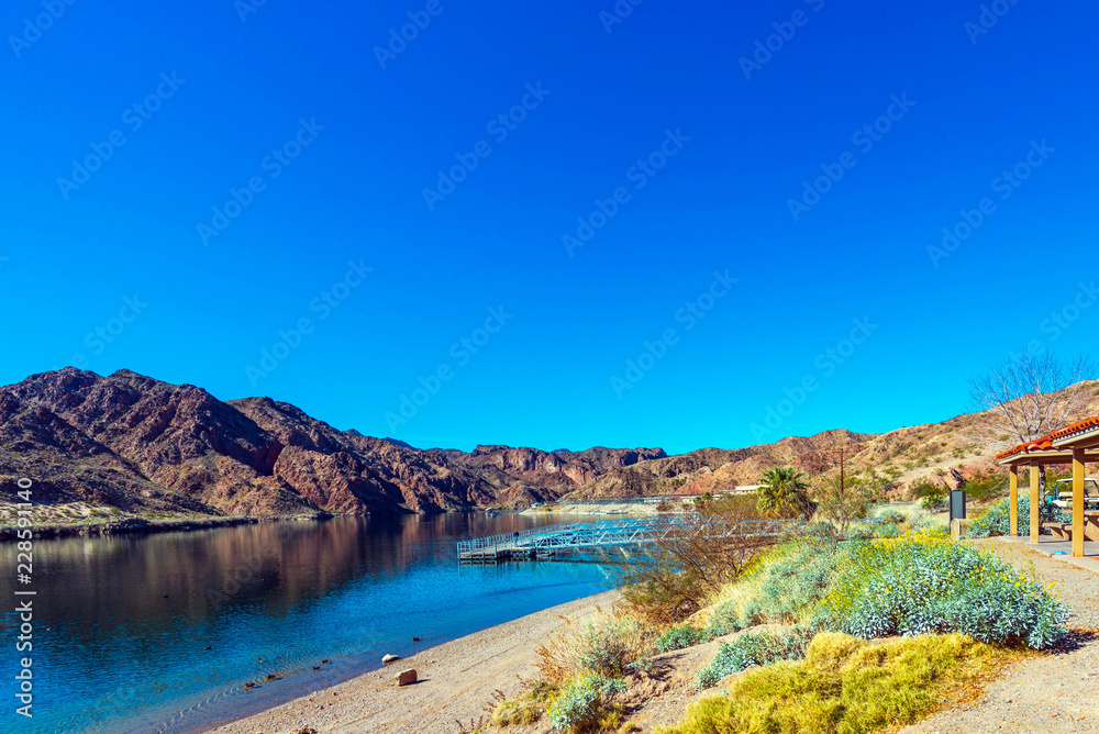 View of the Colorado river landscape, Boulder, USA. Copy space for text.