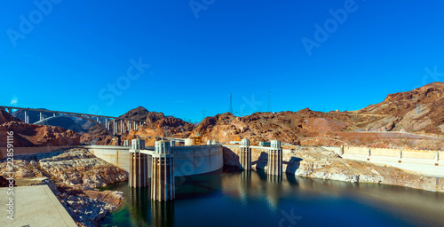 BOULDER, USA - FEBRUARY 2, 2018: View of the Hoover Dam Helicopter Company. Copy space for text.