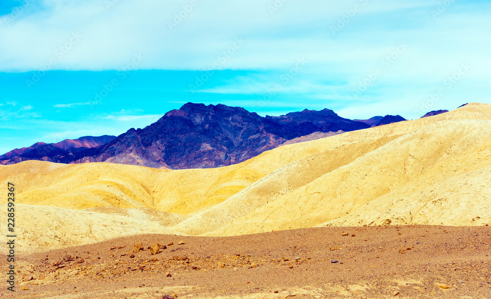 View of Death Valley, California, USA. Copy space for text.