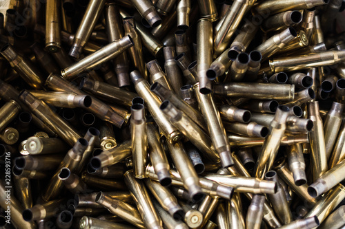 Close Up on the Pile of Bullet Shells 