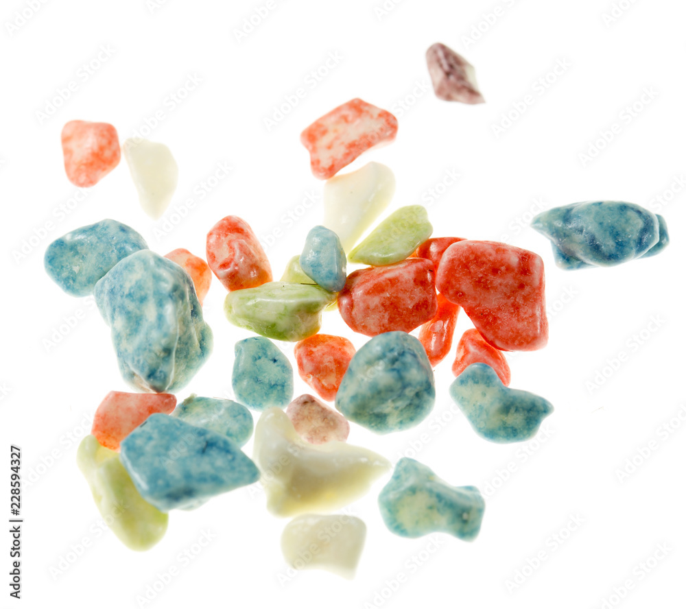 colored mineral stones on a white background colored mineral stones on a white background