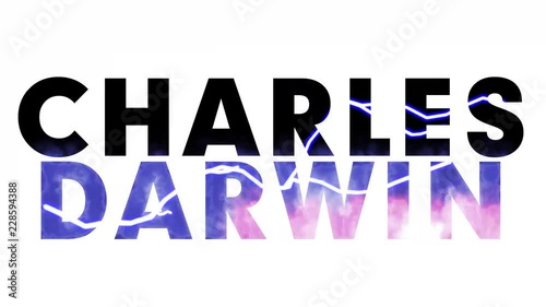 glitch interfence Evolution footage. Text animation about Charles Darwin and Evolution