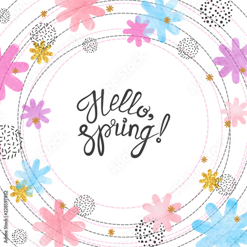 Circle floral frame. Vector...