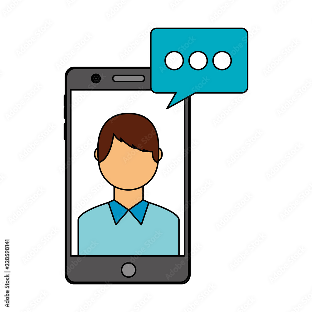 mobile with man speech bubble social media mobile with man speech bubble social media