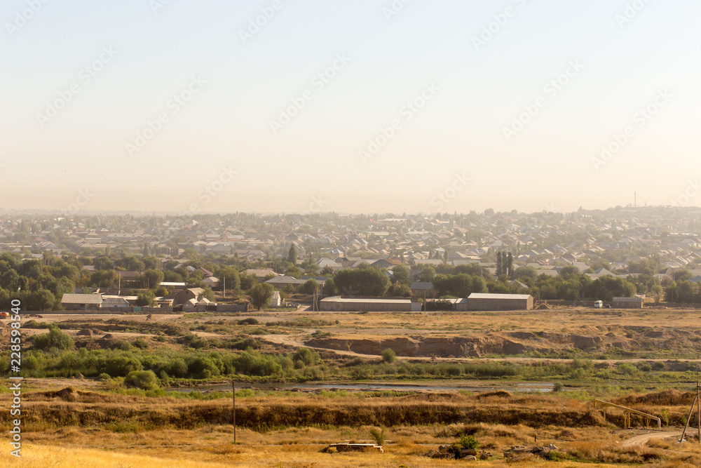 Fototapeta premium dirty city view from afar