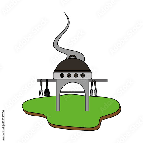 picnic grill with cutlery outdoor