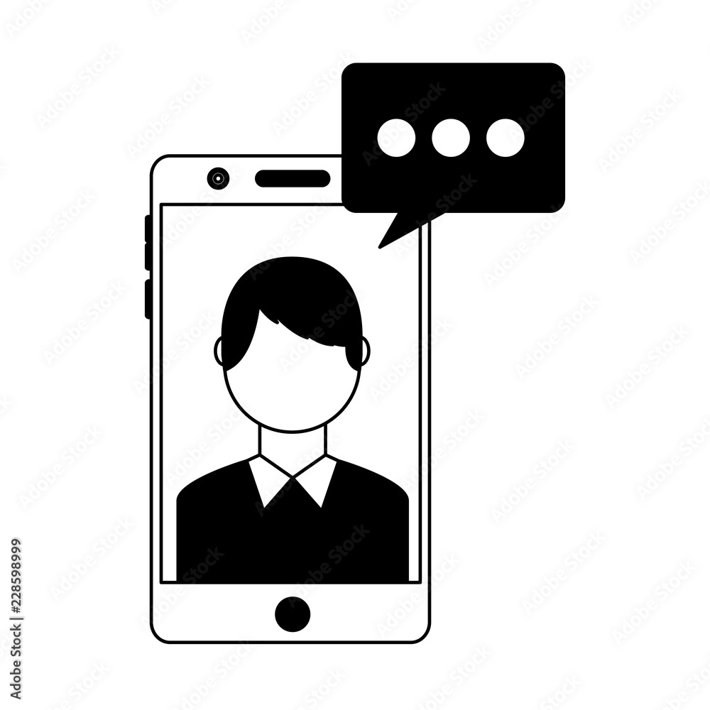 mobile with man speech bubble social media mobile with man speech bubble social media