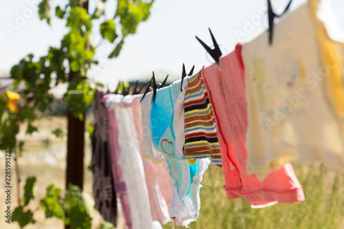 Children's underwear drying in the open air